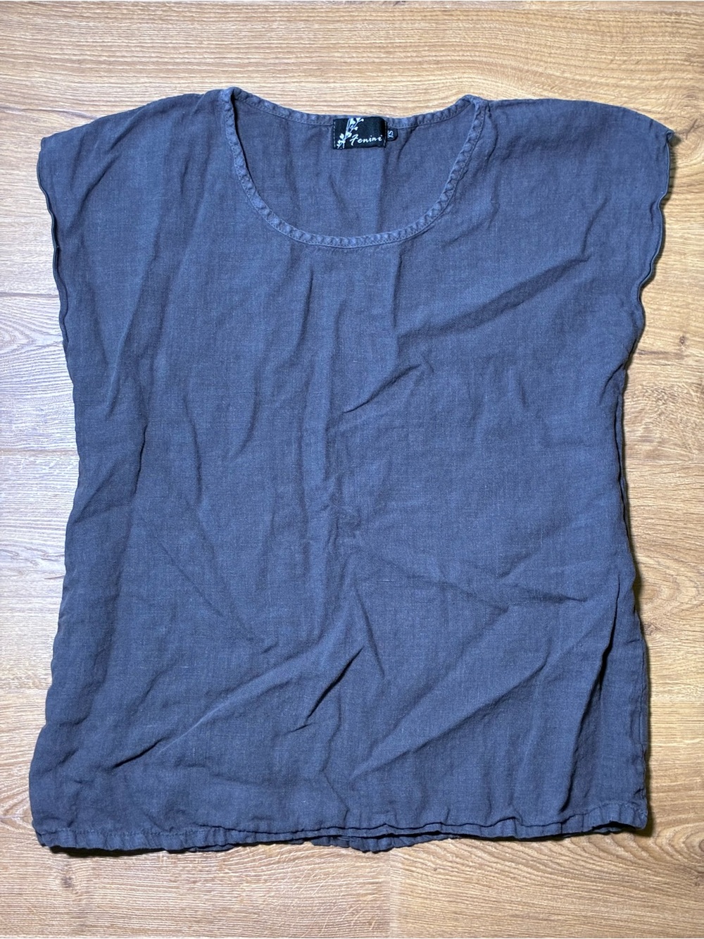 Fenini 100% Linen Gray Sleeveless Top Size XS